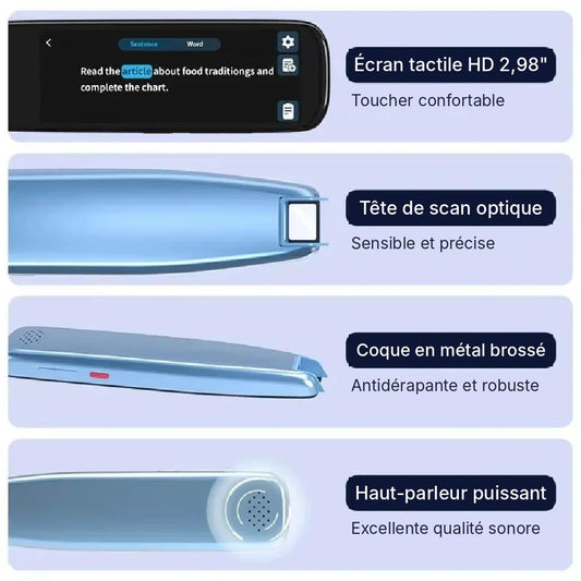 Stylo Scanner Traducteur – Lecture à Voix Haute & Traduction en 112 Langues