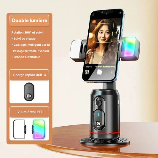 Support Téléphone Rotatif 360° avec Télécommande & Lumière LED