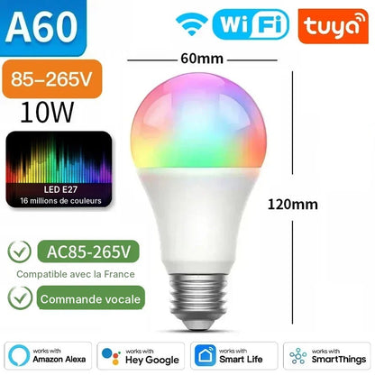 Ampoule Connectée WiFi E27 – 16 Millions de Couleurs, Compatible Alexa & Google