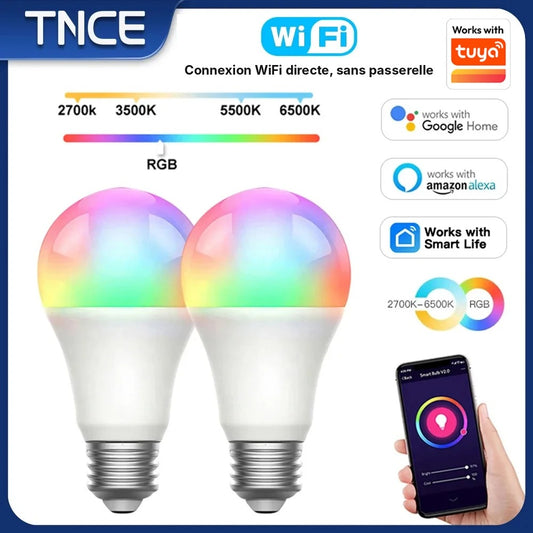 Ampoule Connectée WiFi E27 – 16 Millions de Couleurs, Compatible Alexa & Google
