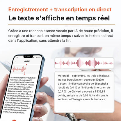 Enregistreur Vocal IA Magnétique – Transcription, Résumé & Traduction