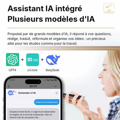 Enregistreur Vocal IA Magnétique – Transcription, Résumé & Traduction