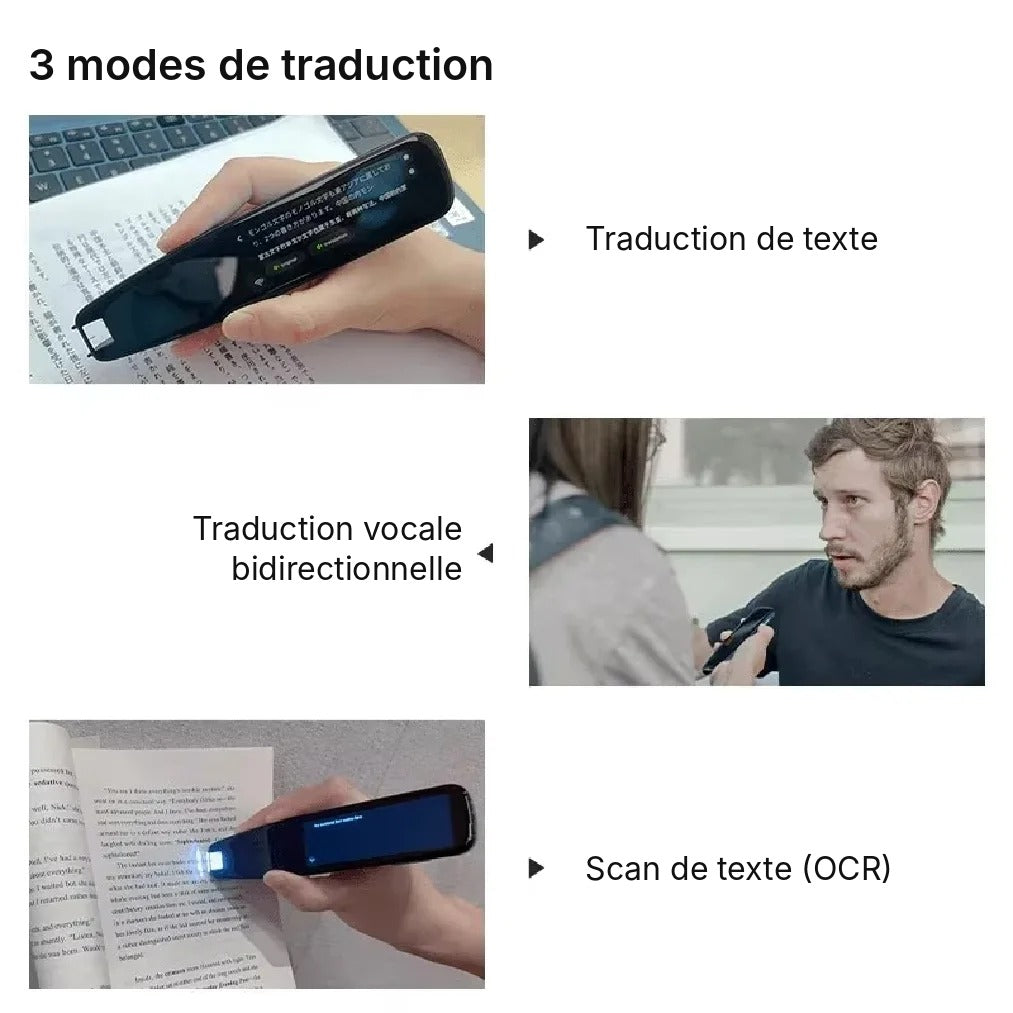 Stylo Scanner Traducteur – Lecture à Voix Haute & Traduction en 112 Langues