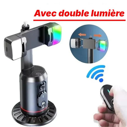Support Téléphone Rotatif 360° avec Télécommande & Lumière LED