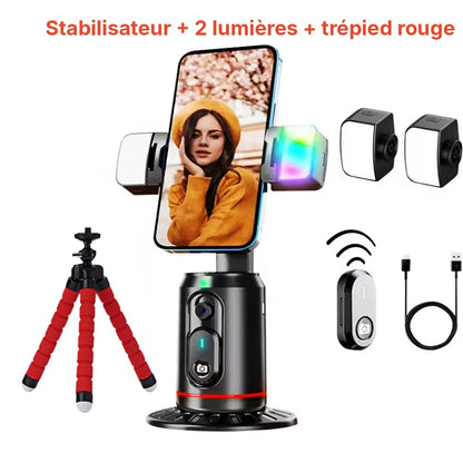 Support Téléphone Rotatif 360° avec Télécommande & Lumière LED